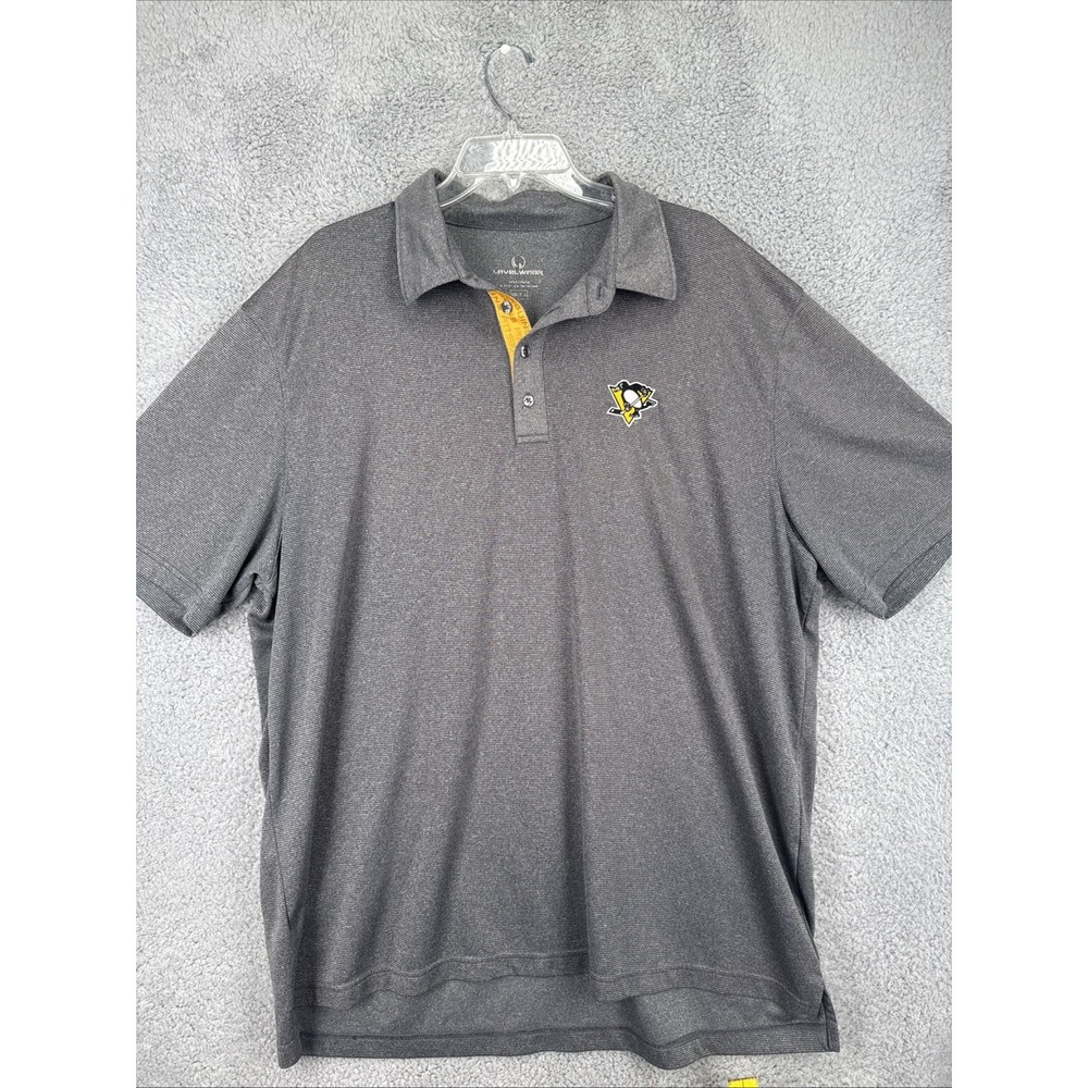 Pittsburgh Penguins Levelwear Performance Polo XXL 2XL Grey Hockey Shirt